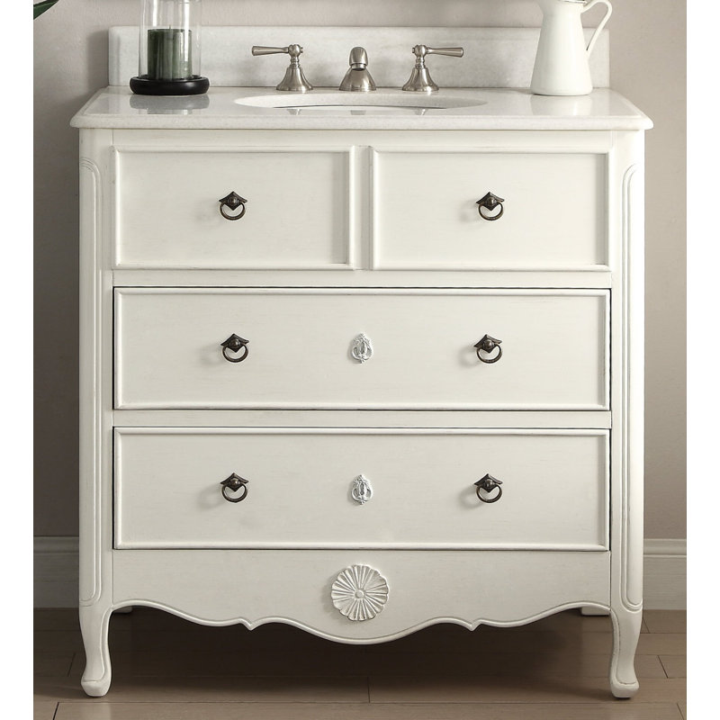 Ophelia & Co. Nallely 34'' Single Bathroom Vanity with Marble Top with